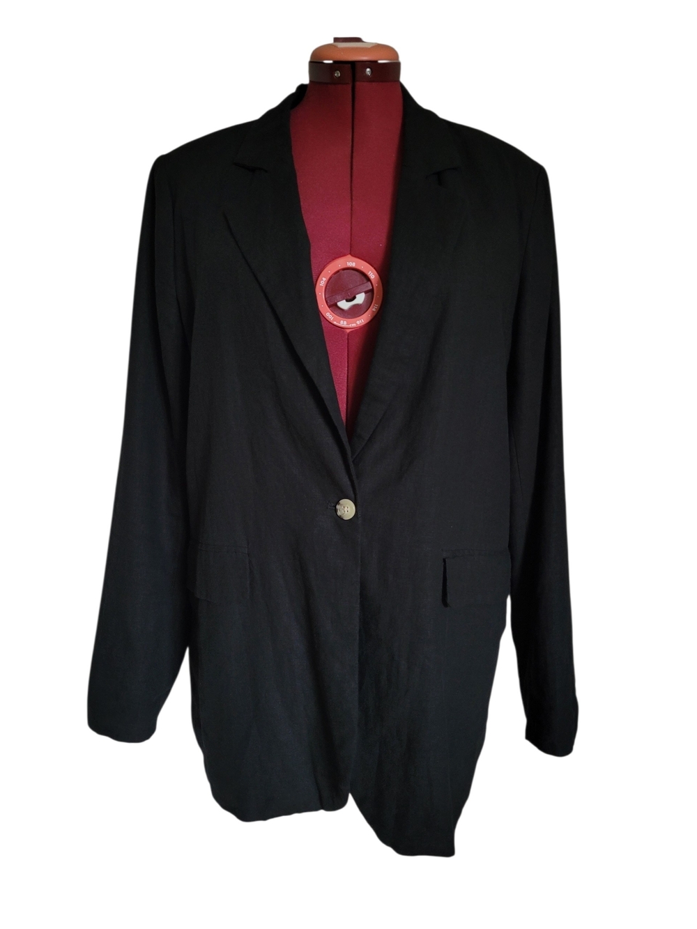 Linen Blend Soyaconcept Black Single Button Blazer Dark Academia Quiet Luxury